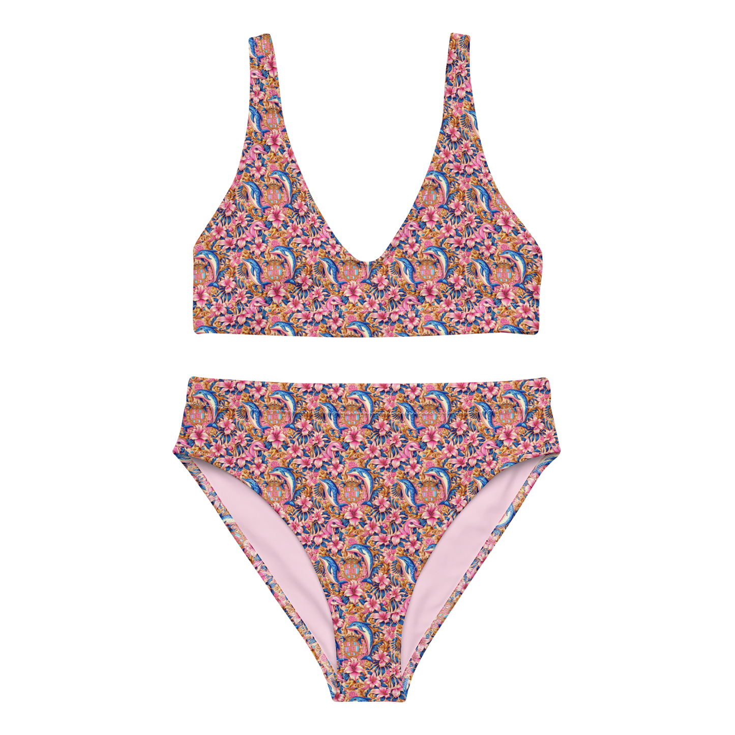 High-Waisted Bikini "ROYAL HIBISCUS No.1"