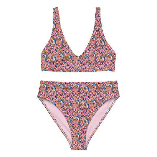 High-Waisted Bikini "ROYAL HIBISCUS No.1"