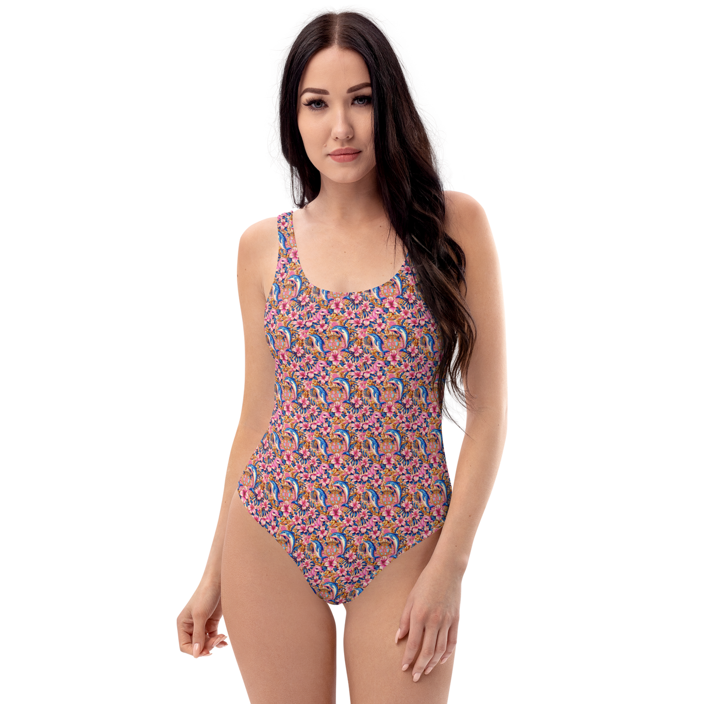 One-Piece Swim Dress "ROYAL HIBISCUS"